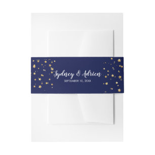 Bandeau De Faire-part Confetti d'or Navy Faire-part de mariage Belly B