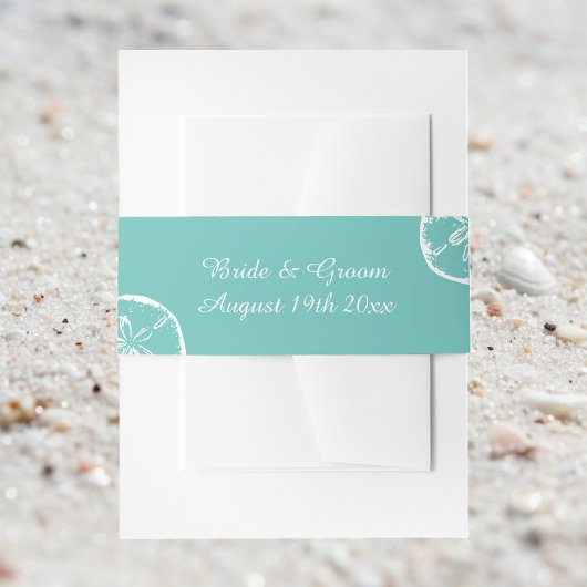 Bandeau De Faire-part Coquille de sable turquoise et blanc mariage plage