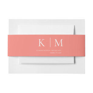 Bandeau De Faire-part Corail rose et Mariage blanc