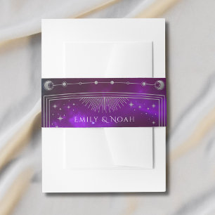 Bandeau De Faire-part Cosmétique violet Turquoise Sun Moon Stars Mariage