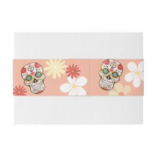 Bandeau De Faire-part Couleurs douces du crâne de sucre Super Fleurs rét