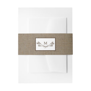 Bandeau De Faire-part Country Rustic Monogramme Branche & Mariage Burlap