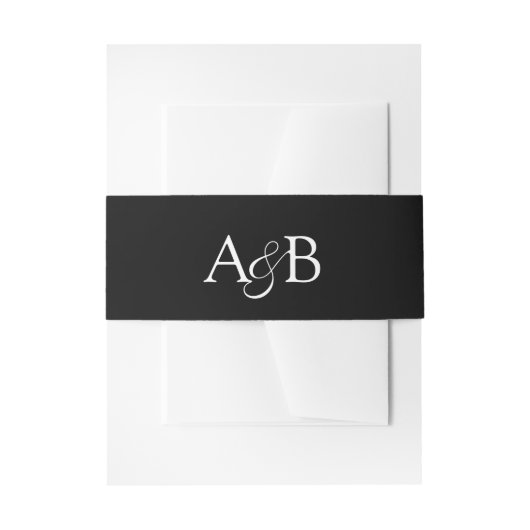 Bandeau De Faire-part Couple's Ampersand Monogram Black White Initials (Devant example)