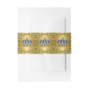 Bandeau De Faire-part Couronne Bleu Royal et Or