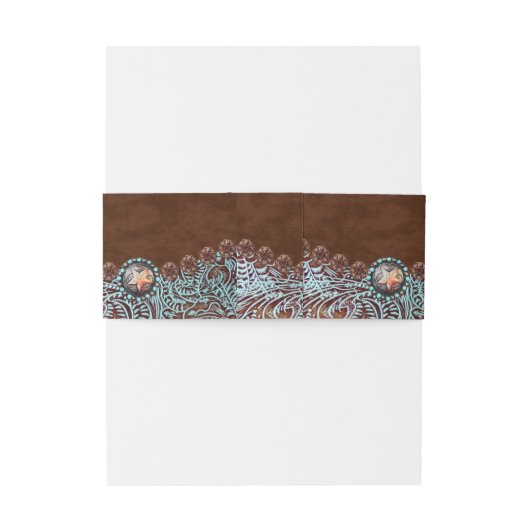 Bandeau De Faire-part cowboy brun turquoise pays mariage de l'ouest (Dos Example)