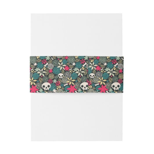 Bandeau De Faire-part Crâne en fleurs (Dos Example)