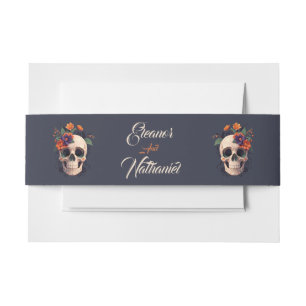 Bandeau De Faire-part Crâne floral gothique élégant 3D