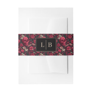 Bandeau De Faire-part Crânes floraux rouges gothiques