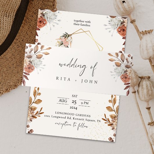 Bandeau De Faire-part Crème Boho Mariage noir et blanc