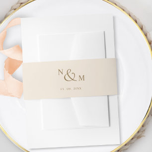 Bandeau De Faire-part Crème Champagne et or Moderne Simple Mariage