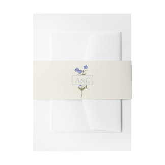 Bandeau De Faire-part Crème de pois doux et Mariage floral bleu