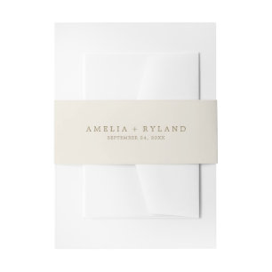Bandeau De Faire-part Creme et Gold Faire-part de mariage Belly Band