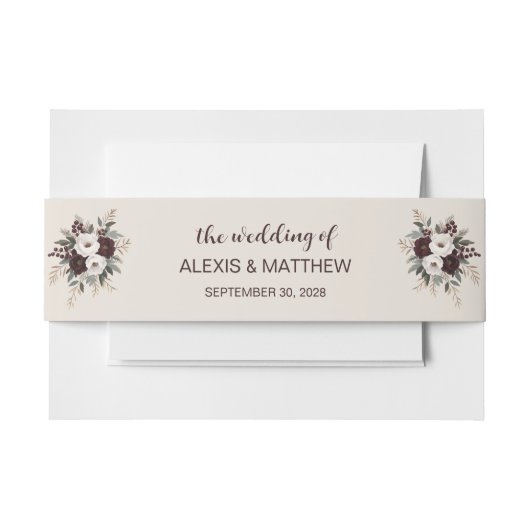 Bandeau De Faire-part Crème Mariage rustique Floral Invitation Bande de  (Devant Example)