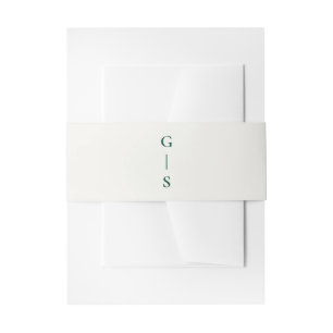 Bandeau De Faire-part Crème moderne avec Mariage Emerald Green Initiales