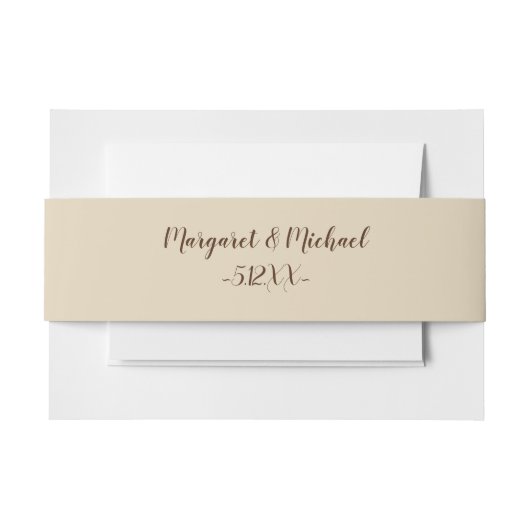 Bandeau De Faire-part Crème rustique simple avec nom et date (Devant Example)