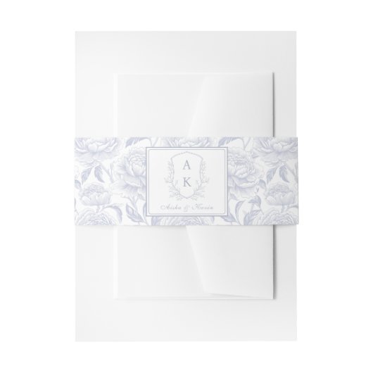 Bandeau De Faire-part Crest Monogram Dusty Mariage bleu (Devant example)