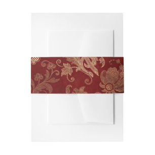 Bandeau De Faire-part Crimson rouge et or Vintage treillis Damas