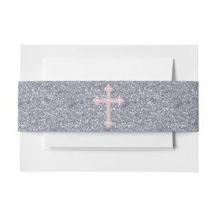 Bandeau De Faire-part Croix de perle rose