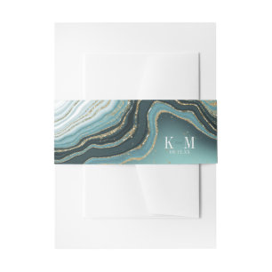 Bandeau De Faire-part Crystal Agate Mariage Turquoise ID825
