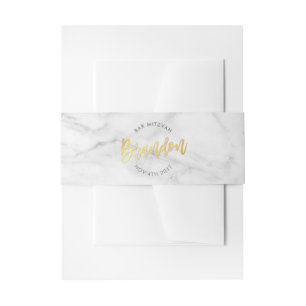 Bandeau De Faire-part CUSTOM Bar Mitzvah pour Brandon gris + or