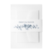 Bandeau De Faire-part Customisé Élégant gravé bleu floral (Devant example)