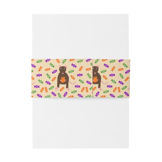 Bandeau De Faire-part Cute Halloween Rat et Citrouille (Dos Example)