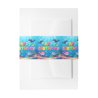 Bandeau De Faire-part Cute Happy Birthday nautical dolphin