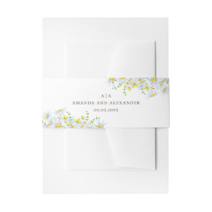 Bandeau De Faire-part Daisy. Fleurs aquarelles. monogramme mariage flora