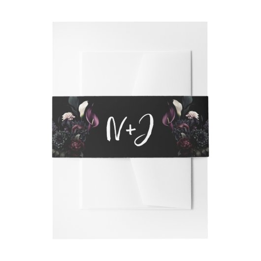 Bandeau De Faire-part Dark Moody Romantic Floral Mariage blanc (Devant example)