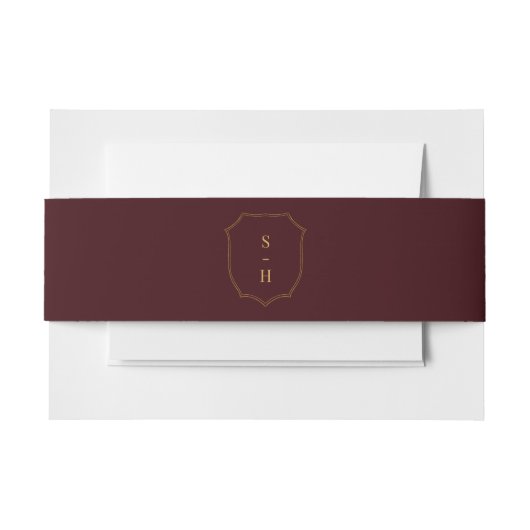 Bandeau De Faire-part Dark Red Burgundy & Gold Crest Monogram Wedding (Devant Example)