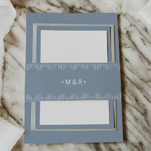 Bandeau De Faire-part Déco moderne   Elégant Dusty Blue avec Monogrammes