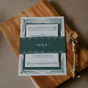 Bandeau De Faire-part Déco moderne Élégant vert festif avec des monogr
