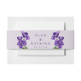 Bandeau De Faire-part Deep Purple Violets Invitation Belly Band