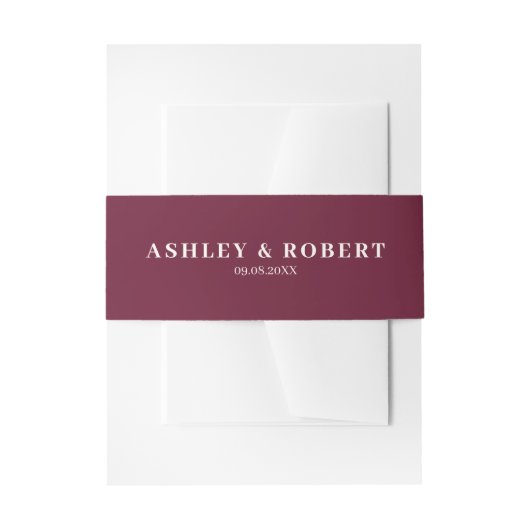 Bandeau De Faire-part Deep Wine Red Modern Wedding Invitation (Devant example)