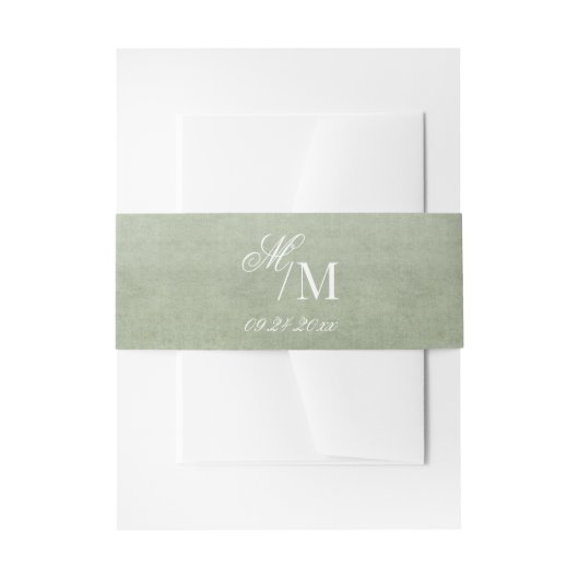 Bandeau De Faire-part Delicate Elegant Minimal Sage Green Wedding (Devant example)
