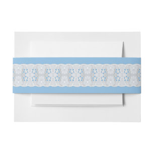 Bandeau De Faire-part Dentelle blanche d'oeillet sur bleu