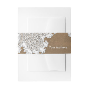 Bandeau De Faire-part Dentelle blanche et marron rustique chic élégant m