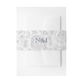 Bandeau De Faire-part Dentelle Bleue & Blanc Rustique Simple Mariage élé (Devant example)