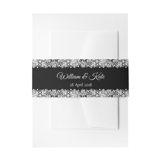 Bandeau De Faire-part Dentelle coutume Mariage Invitation bande ventre e (Devant example)