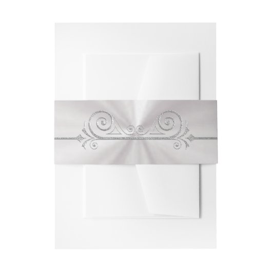 Bandeau De Faire-part Dessin de rouleau argenté sur perle blanche (Devant example)