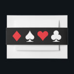 Bandeau De Faire-part Destiny Las Vegas Faire-part de mariage Bellyband<br><div class="desc">Les costumes de cartes rouges et blanches traditionnelles sur le noir sont un ajout audacieux à la suite mariage Destiny et cravate toutes vos inserts ensemble pour un look cohésif. Parfait pour un mariage de Las Vegas dans une petite chapelle au large de la bande, tout ce dont vous avez...</div>