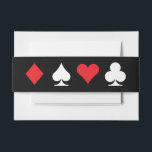 Bandeau De Faire-part Destiny Las Vegas Faire-part de mariage Bellyband<br><div class="desc">Les costumes de cartes rouges et blanches traditionnelles sur le noir sont un ajout audacieux à la suite mariage Destiny et cravate toutes vos inserts ensemble pour un look cohésif. Parfait pour un mariage de Las Vegas dans une petite chapelle au large de la bande, tout ce dont vous avez...</div>