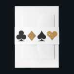 Bandeau De Faire-part Destiny Vegas Invitation Faux Gold Parties scintil<br><div class="desc">La parties scintillant en faux or brillant et les costumes de cartes noires sont un ajout élégant à la suite Destiny mariage et conserveront toutes vos inserts ensemble pour un look cohésif. Parfait pour un mariage de Las Vegas dans une petite chapelle au large de la bande, tout ce dont...</div>