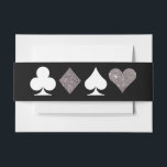 Bandeau De Faire-part Destiny Vegas Invitation Faux Silver Parties scint<br><div class="desc">La parties scintillant en faux argent brillant et les costumes de carte blanche sur le noir sont un ajout élégant à la suite Destiny mariage et conserveront tous vos inserts ensemble pour un look cohésif. Parfait pour un mariage de Las Vegas dans une petite chapelle au large de la bande,...</div>