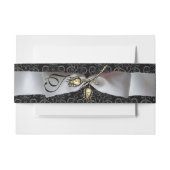 Bandeau De Faire-part DIAMONNAGE TULIPS noir blanc Damas ruban Monogramm (Devant Example)