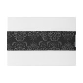 Bandeau De Faire-part DIAMONT TULIPS noir blanc Damas ruban (Dos exemple)