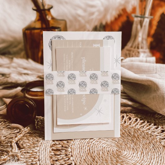 Bandeau De Faire-part Disco Bride Retro Disco Ball Fête des mariées