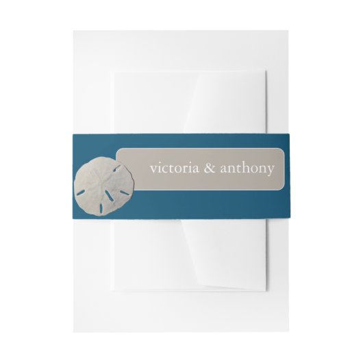 Bandeau De Faire-part Dollar de sable, Mariage Ocean Blue Beach (Devant example)
