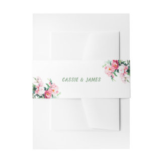 Bandeau De Faire-part Douce Pivoine Rose et Mariage Floral Eucalyptus