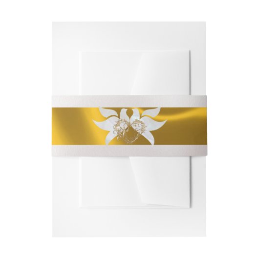 Bandeau De Faire-part Doves & Coeur sur Mariage Gold (Devant example)